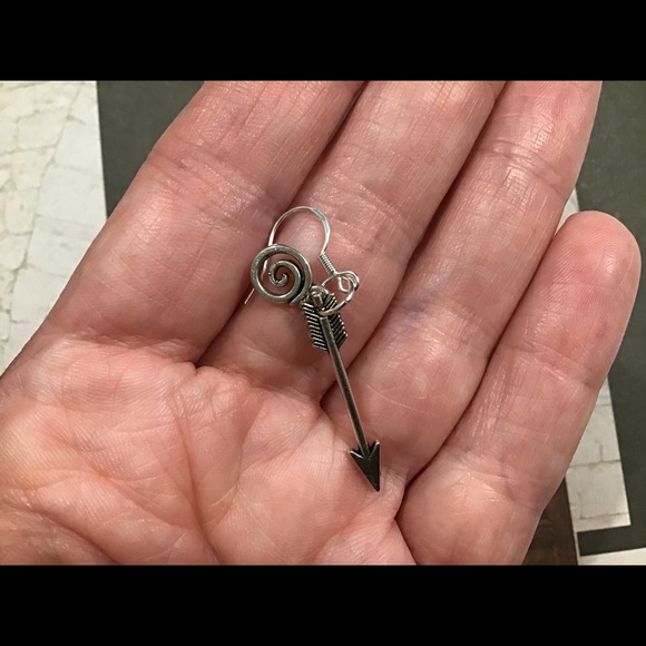 925 silver arrows earrings boho bohemian ooak new - Picture 2 of 5